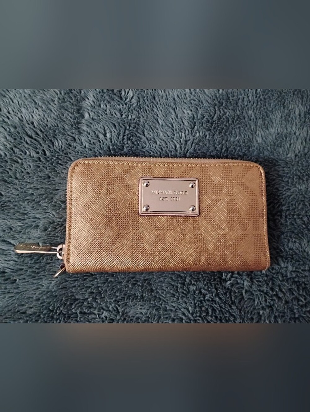 MICHAEL KORS Gold Genuine Leather Logo Wallet Women's